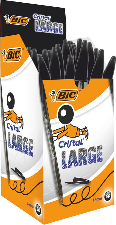 Bic cristal grande - 0,42 mm negro - 50 piezas