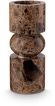 Vtwonen kandelaar - kaarsenhouder van marmer - bruin - 8x20cm