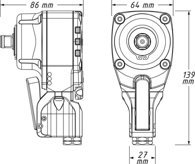 Cacciavite a impatto di nocciot 1 2 Twin Turbo 550nm