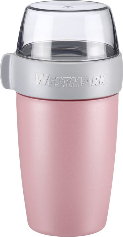 Portapranzo Westmark con tazza di muesli, con 2 scomparti a tenuta stagna: 200 ml + 500 ml, plastica, naturale senza BPA, rosa grigio trasparente, 52852260