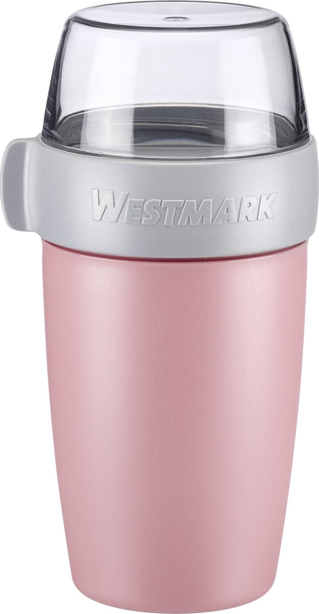 Westmark taza de muesli fiambrera, con 2 compartimentos estancos: 200 ml + 500 ml, plástico, natural sin BPA, rosa gris claro, 52852260