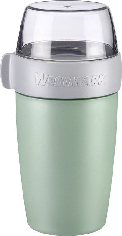 Portapranzo Westmark con tazza di muesli, con 2 scomparti a tenuta stagna: 200 ml + 500 ml, plastica, naturale senza BPA, verde menta grigio trasparente, 5285226m