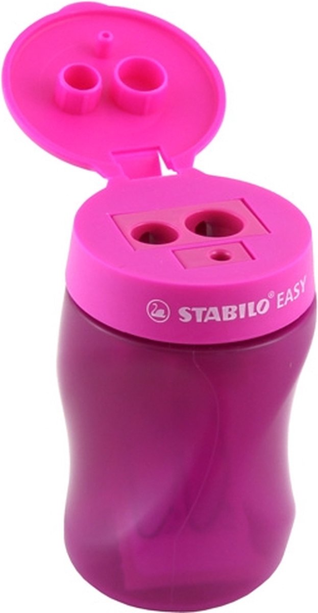 Stabilo easysharpener - temperamatite ergonomico 3 in 1 - per destrimani - rosa - adatto a tutte le matite