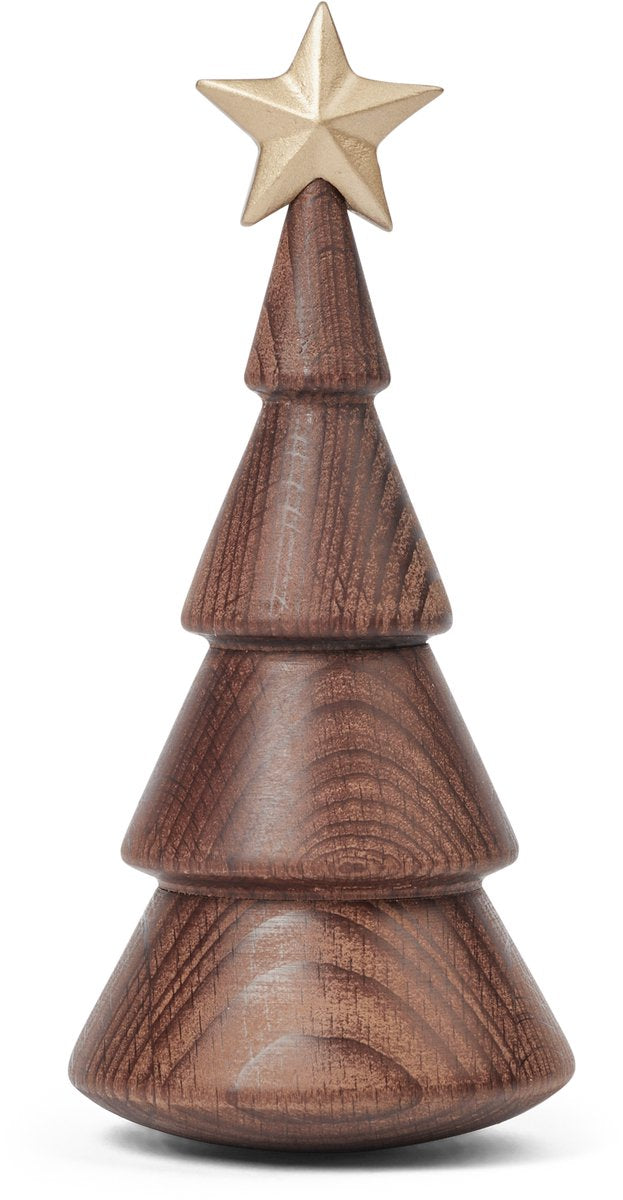Spring Copenhagen wooden figure tumbler the Christmas tree gold star 83g h13.8xw6.0xl6.0cm (made in Vietnam) toy figure for children and adults