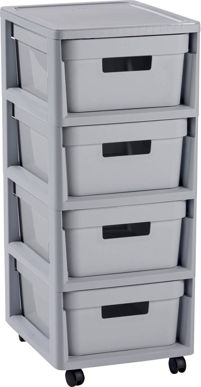 Curver infinity drawer system - 4 drawers of 11l - with wheels - 36x30×66 cm - gray