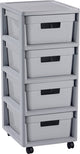 Cassettiera Curver Infinity - 4 cassetti da 11 l - con ruote - 36x30×66 cm - grigio