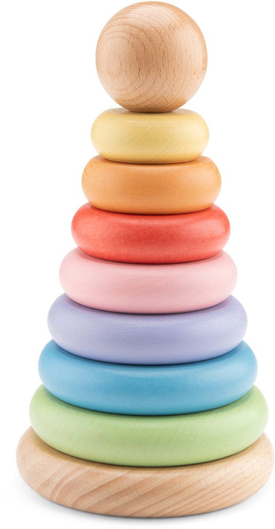 Anelli impilabili in legno Woet ® - torre impilabile arcobaleno - impilatore ad anelli - fsc - giocattoli educativi in legno per bambini - giocattoli Montessori colorati - da 1 anno