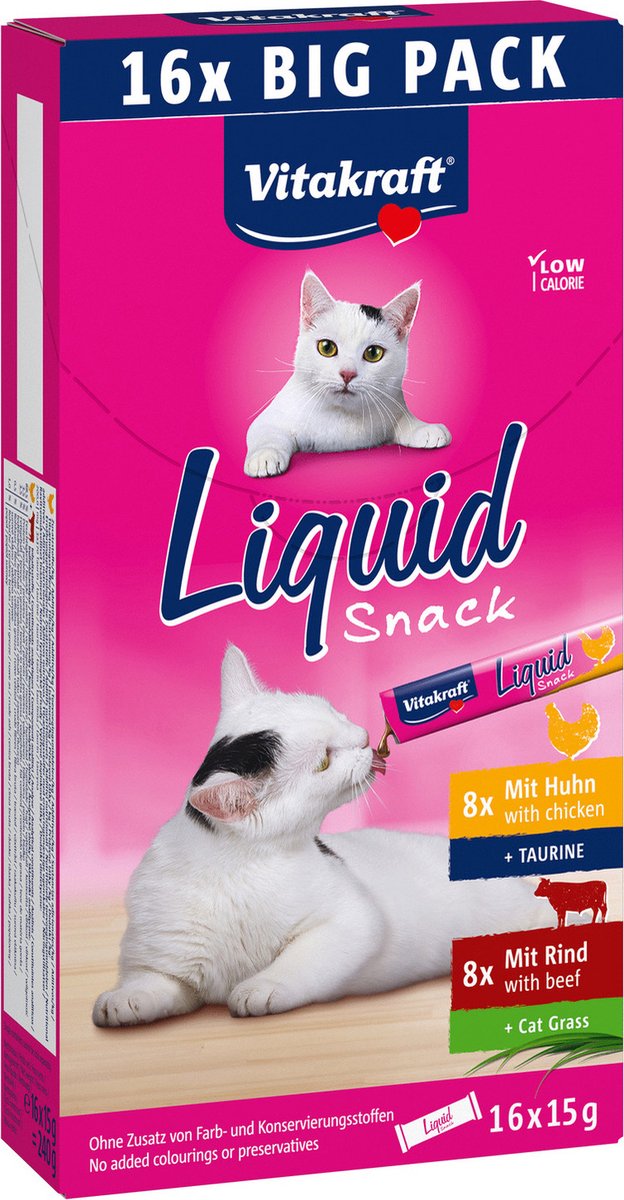 Vitakraft liquid snack multipack - kip rund - 16 x 15 gram