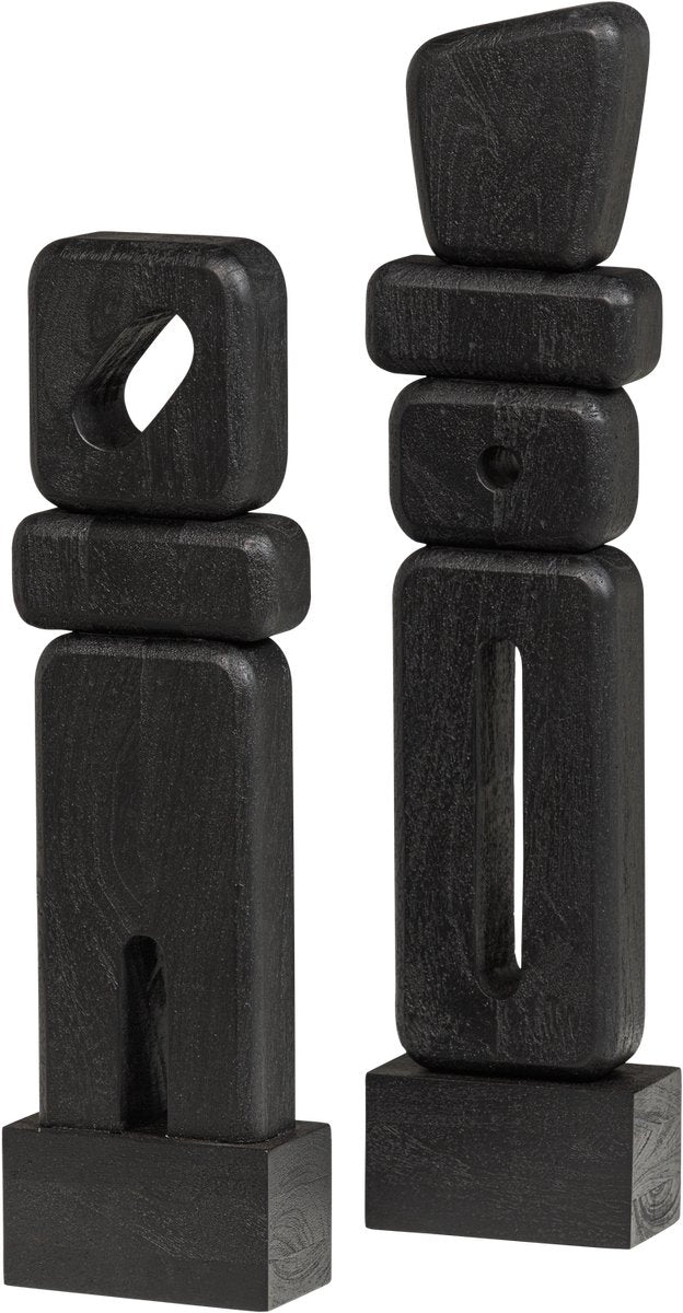 Adornos de escultura Woood Elon - madera - negro - juego de 2