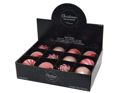 Decoris palline di Natale mix vetro ds a 12 pezzi rosa