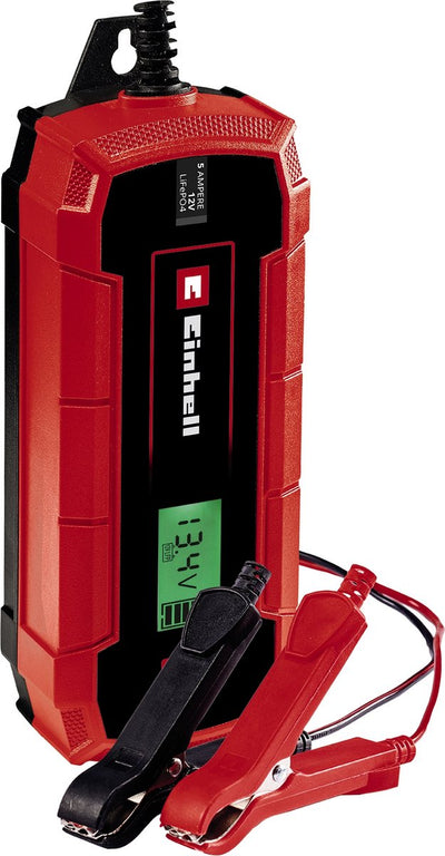 Einhell battery charger CE-BC 5 m lifepo4 - charging voltage: 12 V - max. charging current: 5 A - batteries from min. 2 to max. 120 Ah - trickle charging function - suitable for gel, AGM, maintenance-free lead-acid batteries