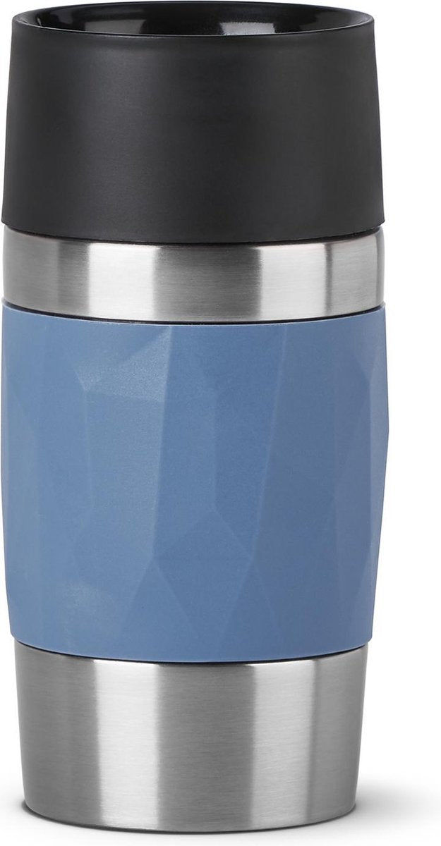 Taza de viaje compacta Tefal - termo - 0,3 l - azul - a prueba de fugas - apta para bebidas frías y calientes