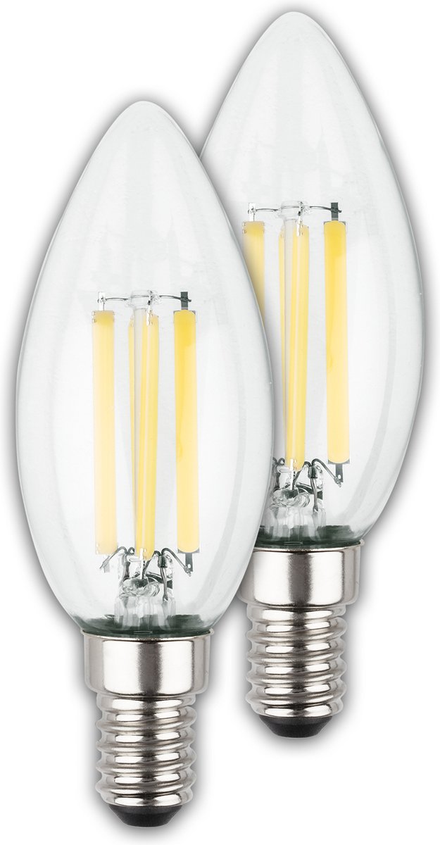 Briloner - ultra efficient led lamp - set van 2 lichtbronnen - e14 - filament verlichting - kaars - 2.5w - 525lm - 2.700 k warm wit licht - ø3.5cm