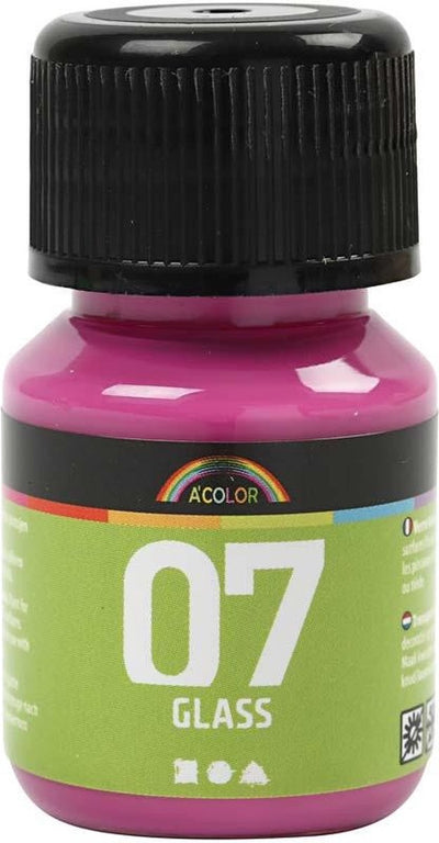 Vernice permanente per vetro - Rosa, 30ml