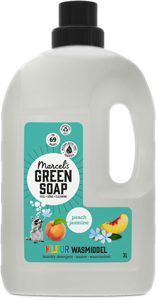 Detergente color jabón verde Marcel's - paquete a granel - melocotón jazmín - 3l - 69 lavados