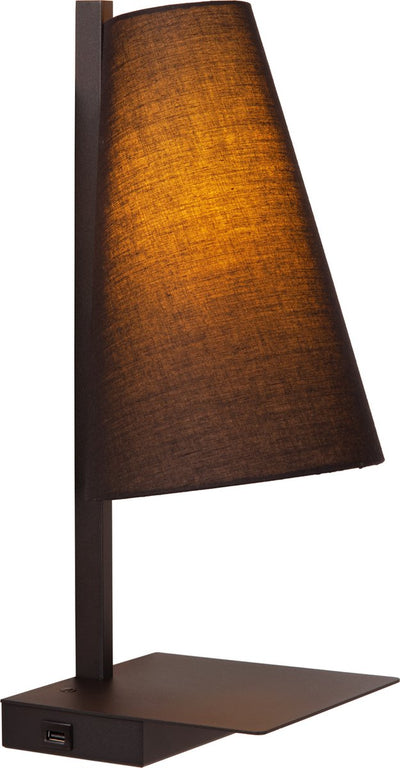 Lucide gregory - lámpara de noche - lámpara de pared - 1xe27 - con punto de carga USB - negro