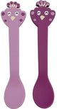 Trixie | silicone spoon 2-pack - mrs. peacock - stainless steel - dishwasher, oven and freezer safe - from 4 months