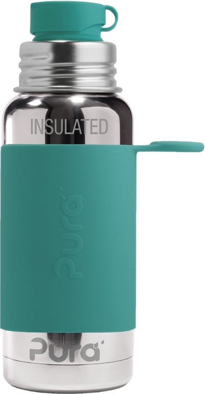 Borraccia sportiva Pura Thermos da 475 ml - thermos - tazza thermos - senza plastica - con doppia parete - incluso tappo sportivo e manica sportiva - la parte superiore è intercambiabile - menta