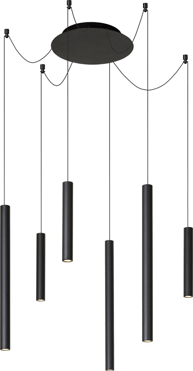 Lucide lorenz - lampada a sospensione - ø 120 cm - LED dimmerabile - 6x4w 3000k - nero