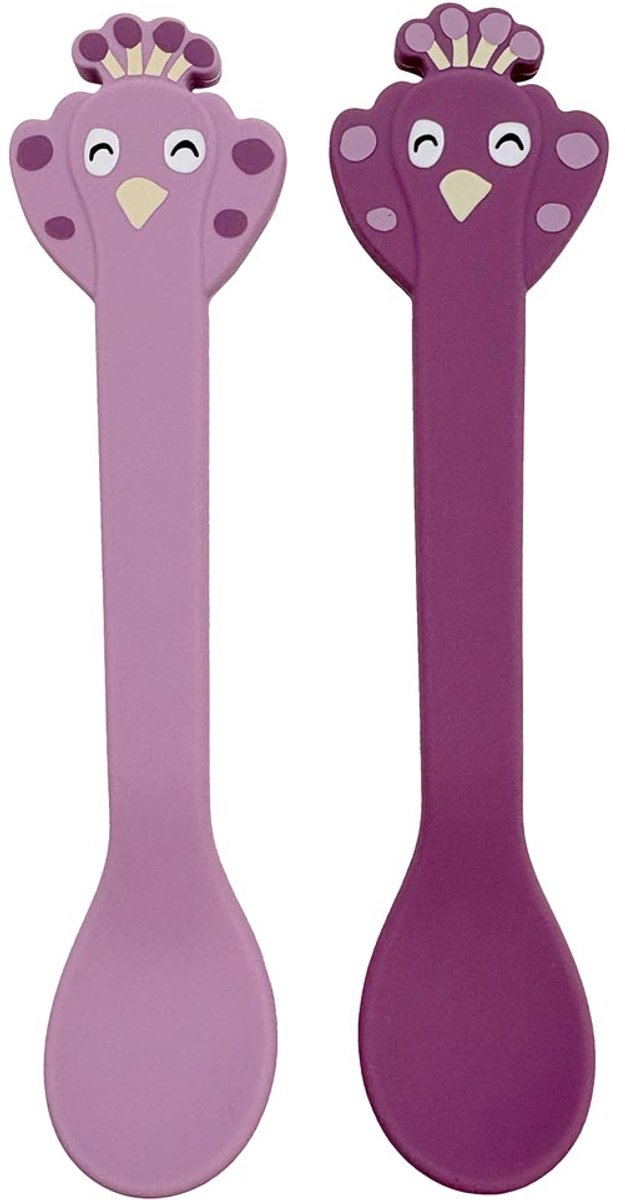 Trixie | cuchara de silicona paquete de 2 - mrs. pavo real - acero inoxidable - apto para lavavajillas, horno y congelador - a partir de 4 meses