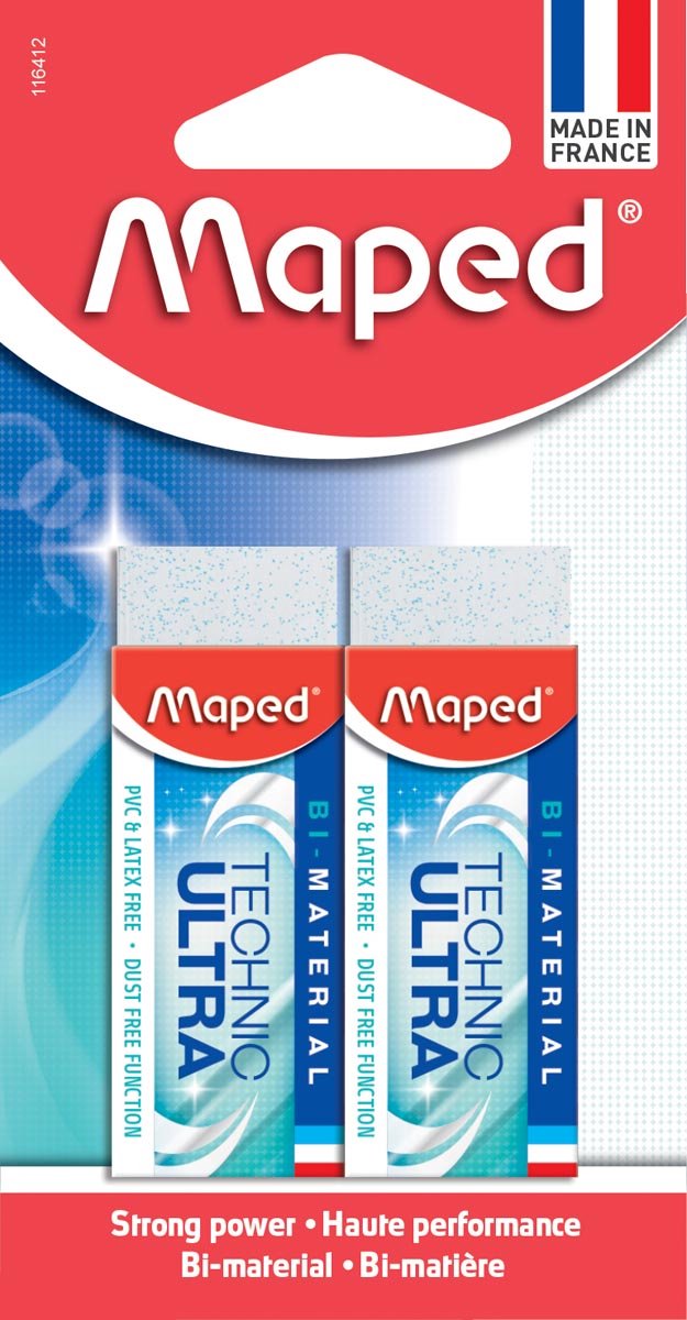Maped office maped gum technic ultra classic | wit | blister van 2 stuks