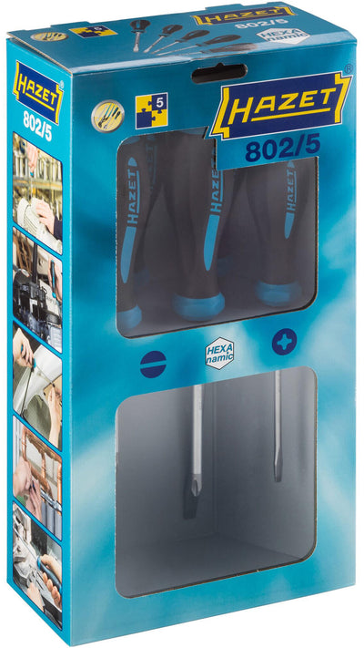 Hazet schraubendrehersatz hexanamic 802 5 screwdriver set 5 pcs. 802 5 hexanamic
