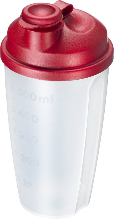 Westmark vaso mezclador para aderezos con indicador de medición, disco mezclador extraíble y pico vertedor con cerradura, capacidad: 0,5 l, plástico, sin BPA, mezclador, color: rojo transparente, 2435227r