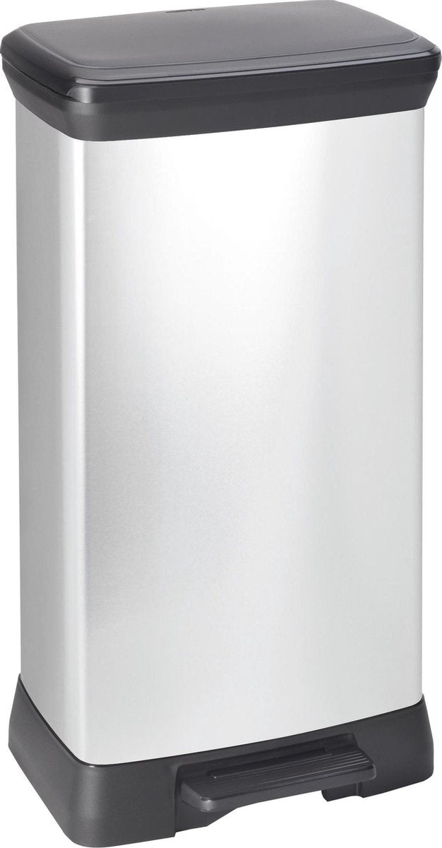 Curver Curver Pedal Bin Deco Rectangular 50 L de color plateado
