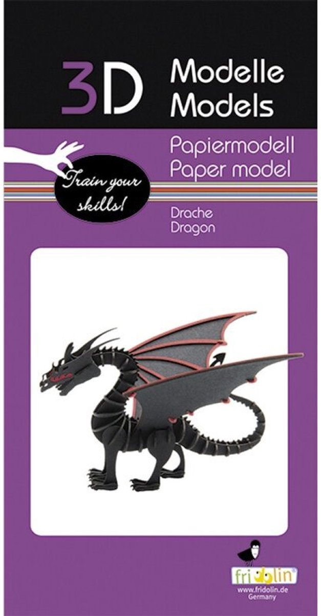 Fridolin Puzzle 3D Drago - Kit di costruzione creativa in carta.