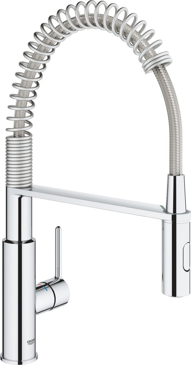 Rubinetto cucina Grohe get - bocca alta - rotazione 360° - con doccetta estraibile e 2 tipologie di getto - cromo