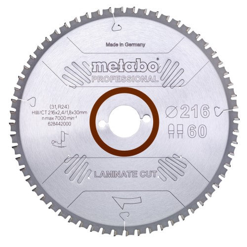Accesorios Metabo hoja de sierra circular | laminado corte prof | 254x30mm | z66 fz tz 0° - 628446000