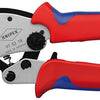 Knipex twistor 16 zelfinstellende krimptang voor adereindhulzen (rood blauw, met draaibare krimpkop)