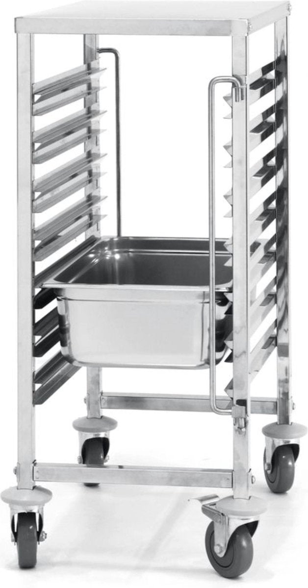 Hendi regaalwagen – 7 x gn 1 1 – inclusief werkoppervlak – 4 zwenkwielen – 445x615x945 mm
