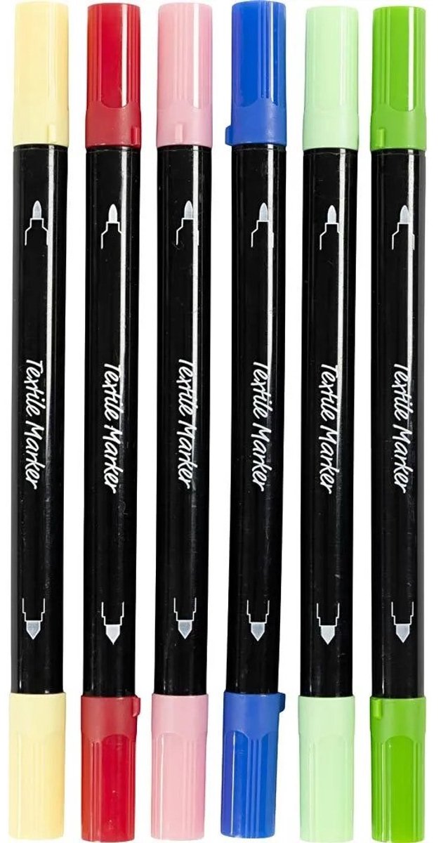 Creativ company textile markers, line width 2.3 + 3.6, various colors, 6 pieces, 1 box