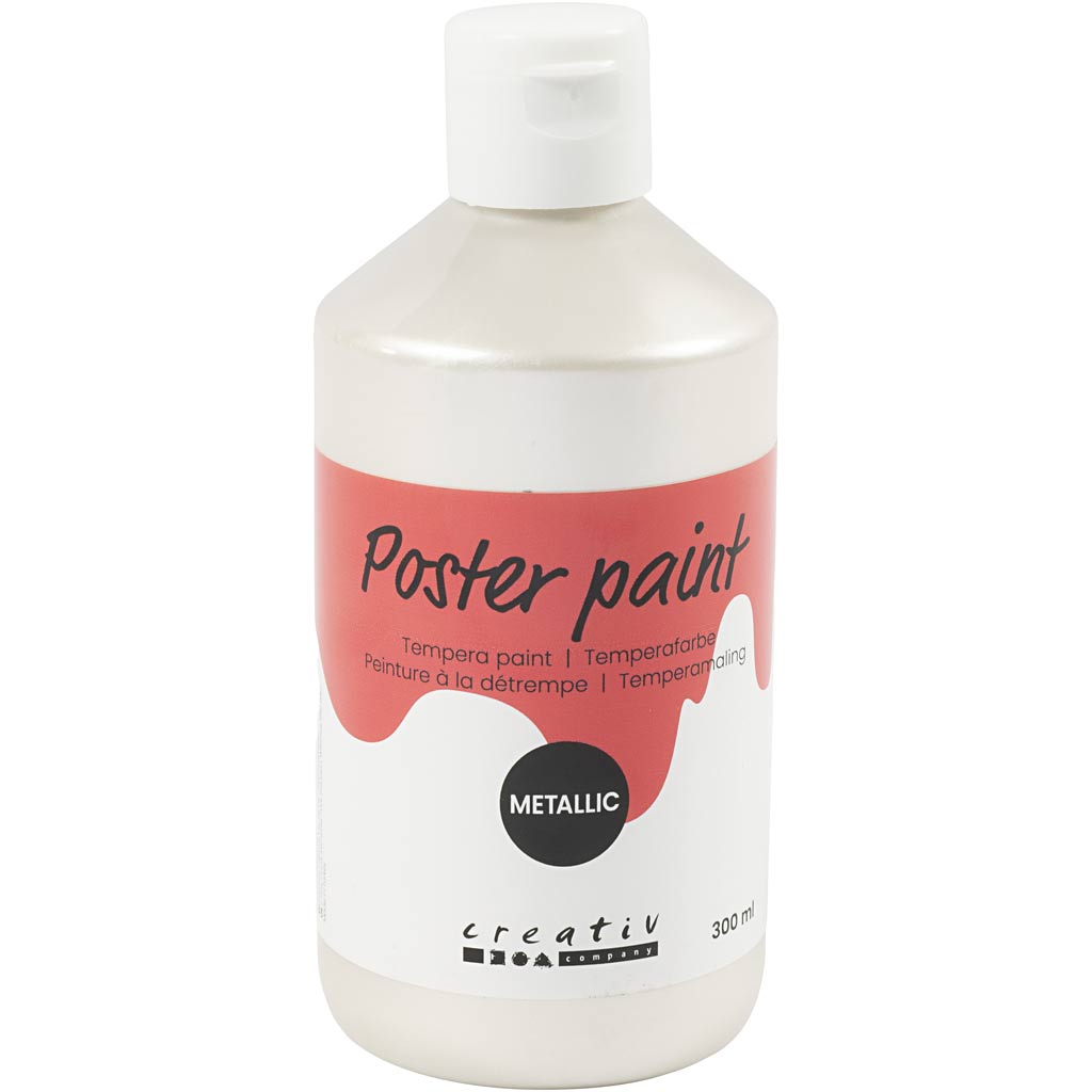 Creativ company tempera paint metallic, white, 300 ml 1 box