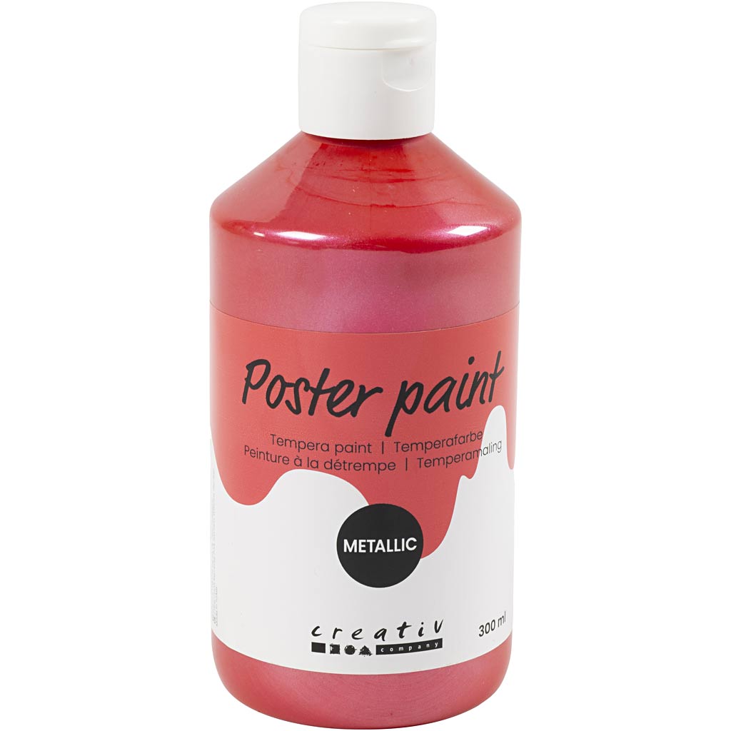 Creativ company tempera paint metallic, red, 300 ml 1 box