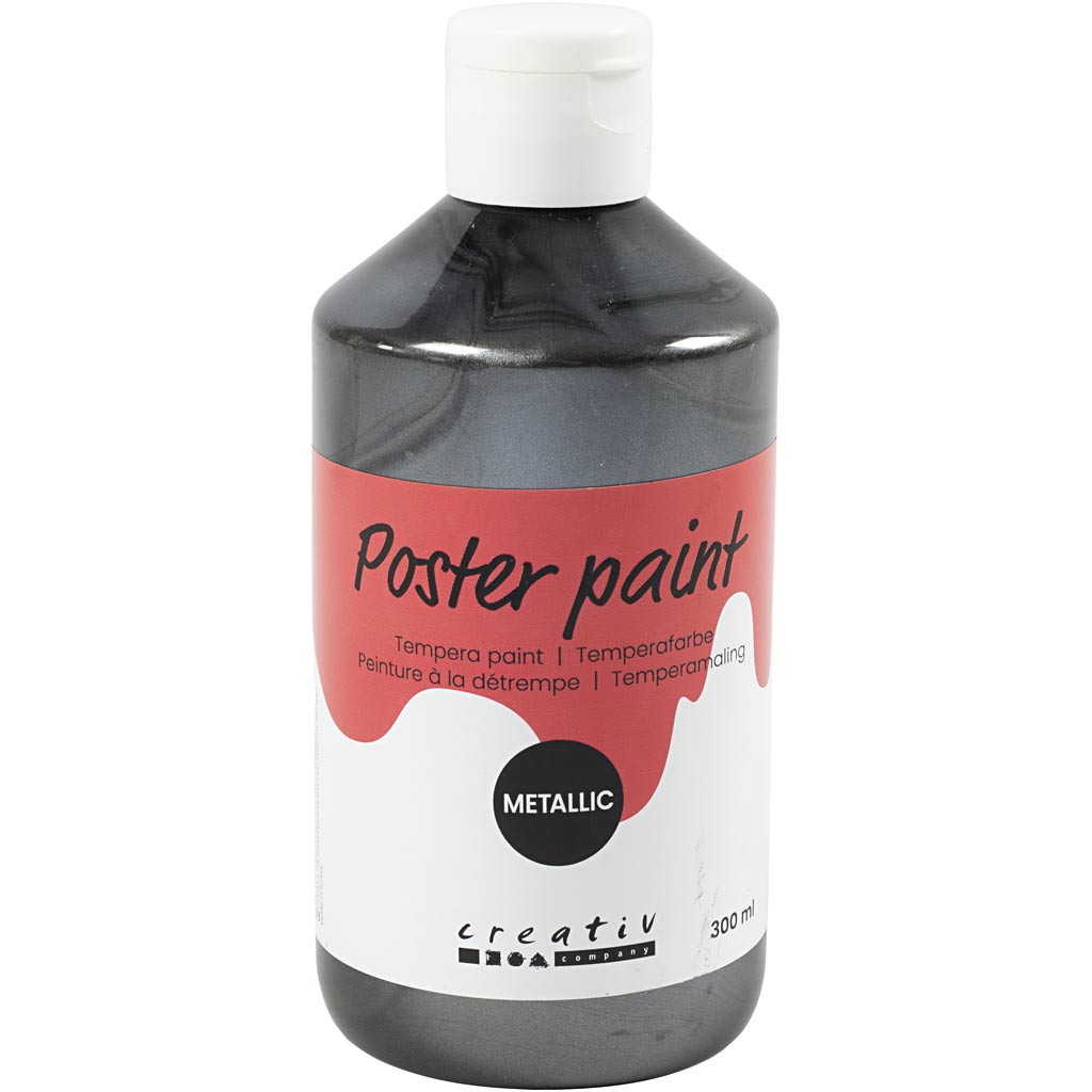 Creativ company tempera paint metallic, black, 300 ml 1 box