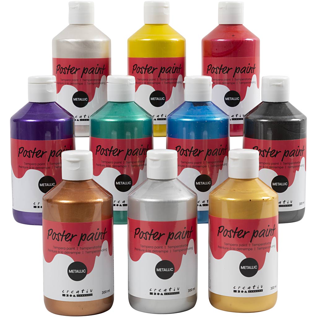Creativ company pintura al temple metalizada, varios colores, 10x300 ml 1 caja
