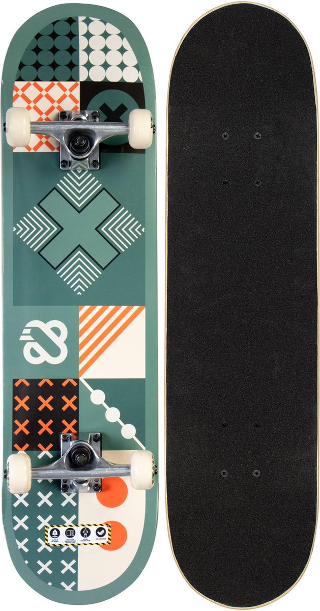 Skateboard classico Nijdam - tick tack go - verde militare arancione