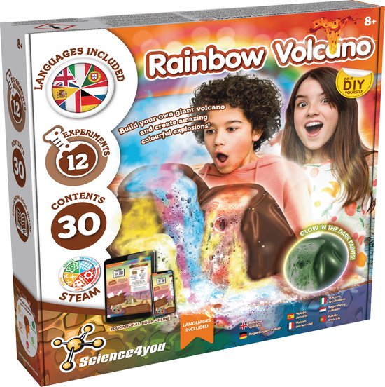 science 4 you rainbow volcano set glow in the dark