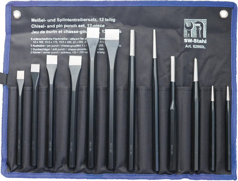 Sw stahl schlagwerkzeugsatz 82660l chisels pin punch set 12tlg.