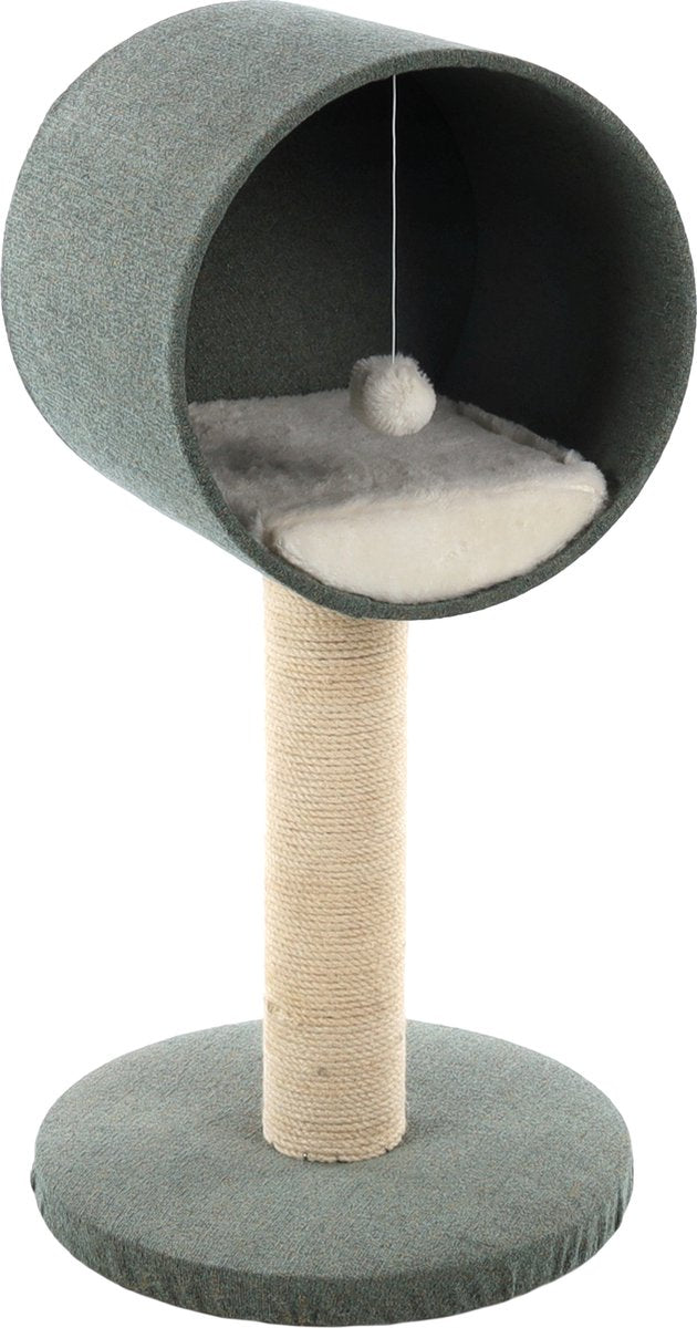 Tiragraffi fenicottero scandi verde menta bianco – 40x40x77 cm – con riparo, cuscino giocattolo – tiragraffi per gatti