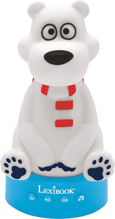 Lexibook Cuentacuentos de oso polar de diseño 3d con luz nocturna. música y cambio de color 17cm (italiano)