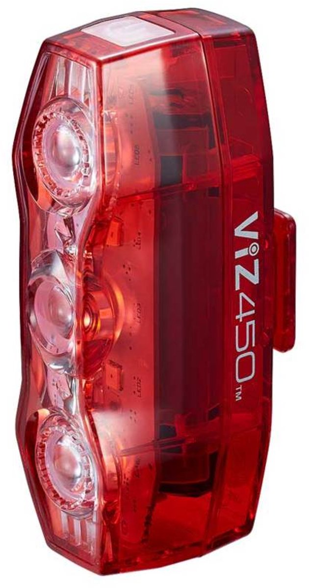 Luz trasera Cateye viz450 - lúmenes: 450 - 300 grados de visibilidad - recargable por USB - tecnología de lente óptica - 4 modos de luz - rojo
