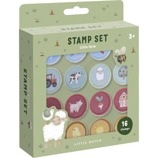 Little Dutch Little Farm Totum Stamp Set 12 piezas con tinta
