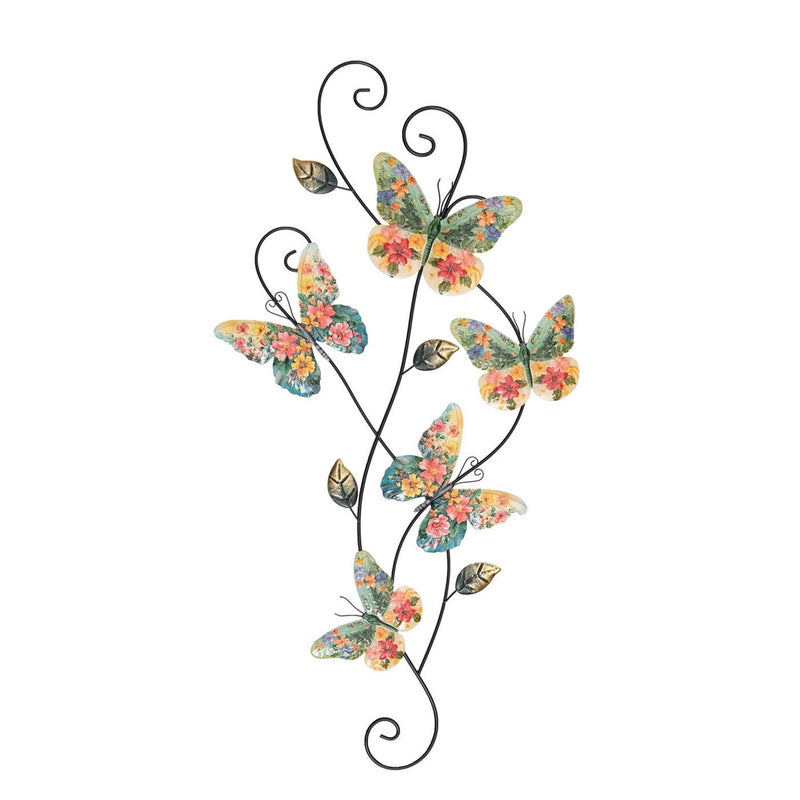 Anna's collection wanddeco vlinders met bloemen35x1,5x68cm