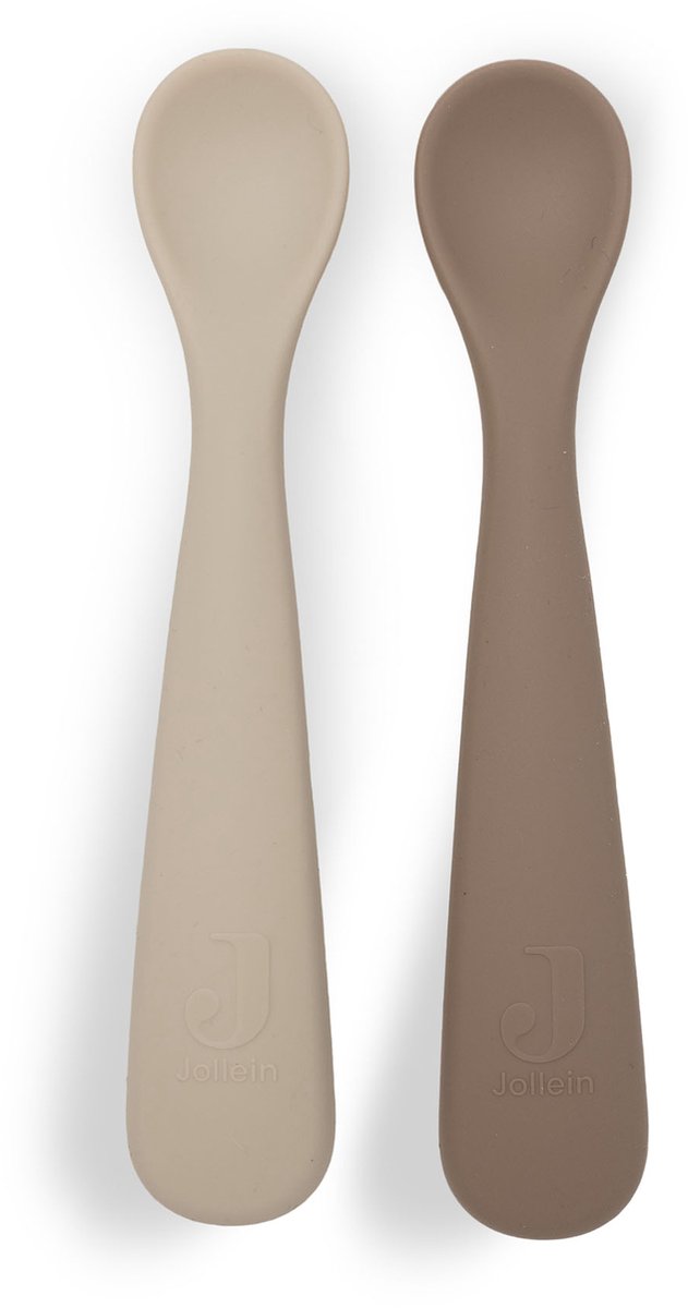 Cuchara para bebé Jollein - cubiertos para bebé de silicona - tonos naturales - 2 piezas