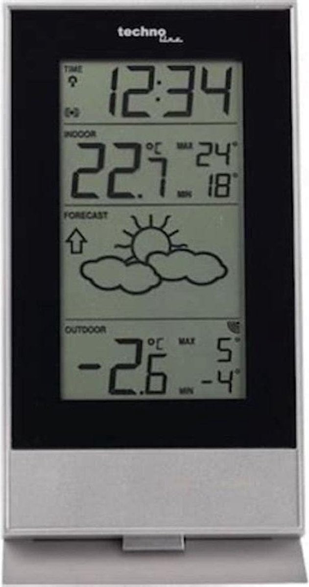 Stazione meteorologica Technoline - ws 9910 - 85x166x56mm - argento nero - con 1 sensore esterno 100 m - tl-ws9910