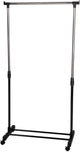 Alpina kledingrek met wieltjes - kleding rek hoogte verstelbaar 93 - 158cm - mobiele kledingstang - zwart