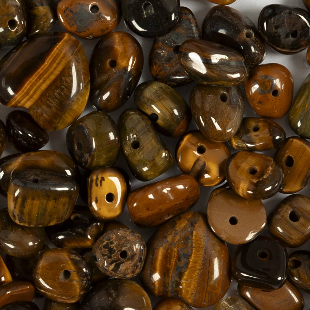 Cuentas de cristal Creativ Company, ojo de tigre, dia 7-12 mm, medida del agujero 1 mm, aprox. 63 piezas, marrón, 63 piezas 1 caja